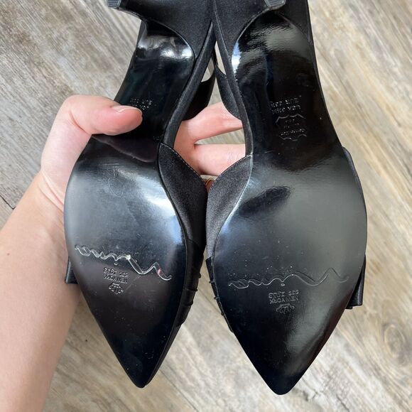 Y2K Kitten Heels 6.5 Black Bow Pointed Toe Vintage Nina New York - Picture 9 of 11